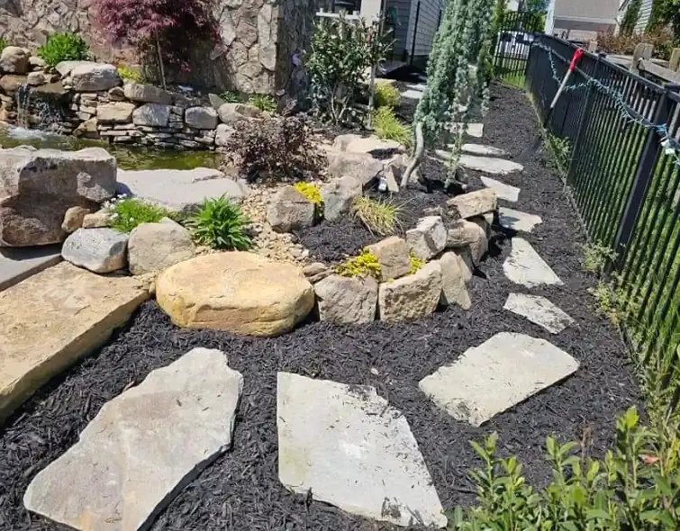 Stone walkway installation in Concord, NC