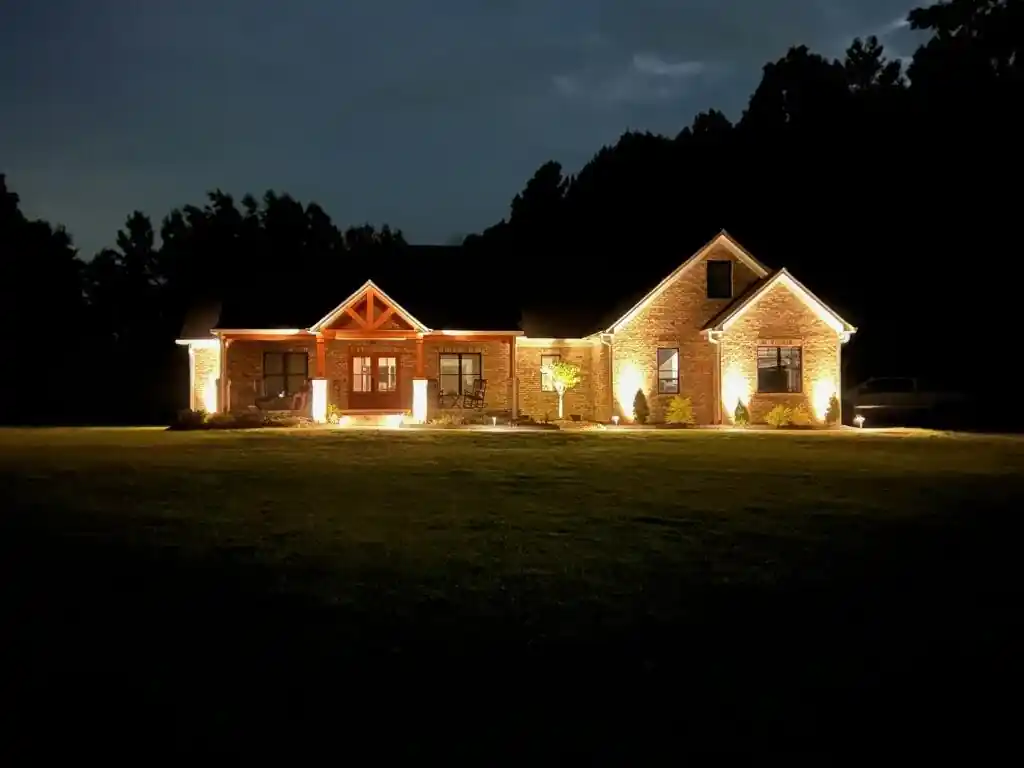 Landscape lighting installation by Lawn Firm - Concord, NC