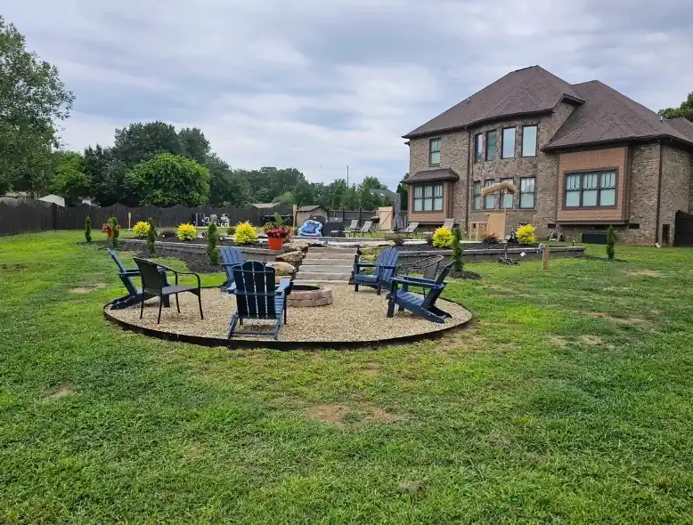 Flagstone patio and outdoor living space in Concord, NC