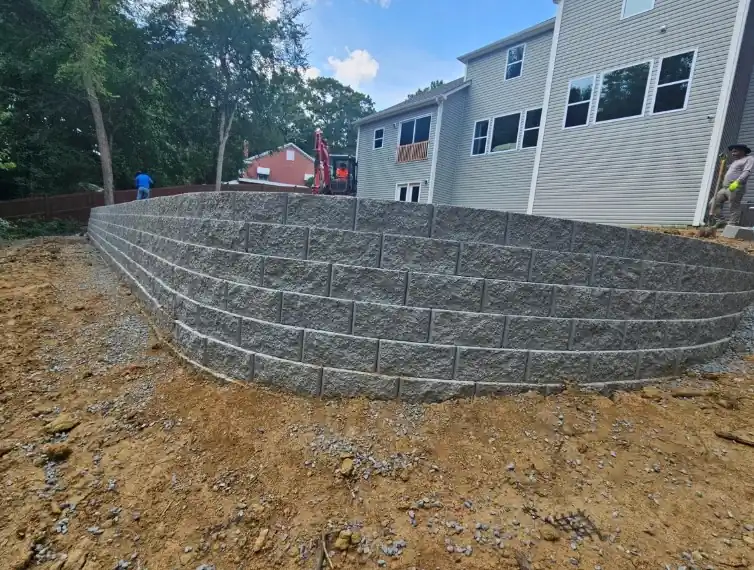 Retaining wall installation in Concord, NC