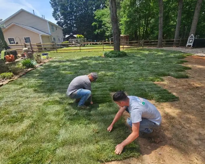 Sod installation in progress in Concord, NC